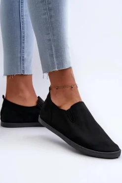 Damskie Tenisówki Trampki Slip-On Czarne Lovinia
