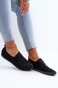 Damskie Tenisówki Trampki Slip-On Czarne Lovinia