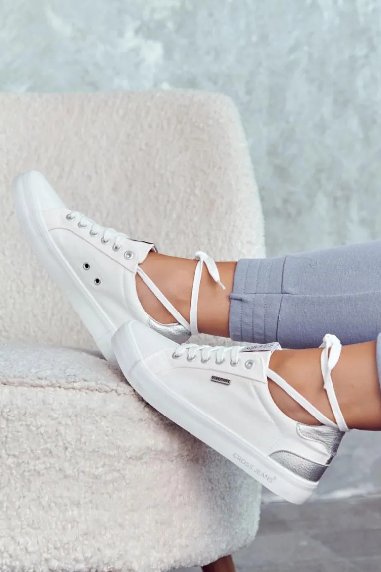 Damskie Tenisówki Wiązane Cross Jeans JJ2R4038C Białe