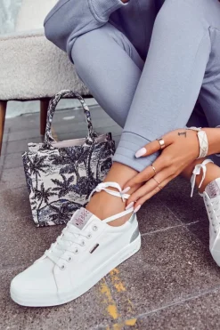 Damskie Tenisówki Wiązane Cross Jeans JJ2R4038C Białe