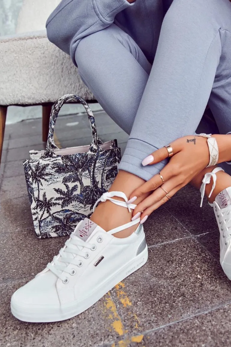 Damskie Tenisówki Wiązane Cross Jeans JJ2R4038C Białe