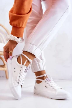 Damskie Tenisówki Wiązane Cross Jeans JJ2R4038C Białe