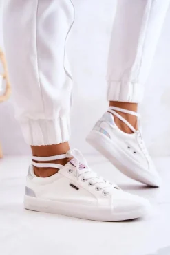 Damskie Tenisówki Wiązane Cross Jeans JJ2R4038C Białe