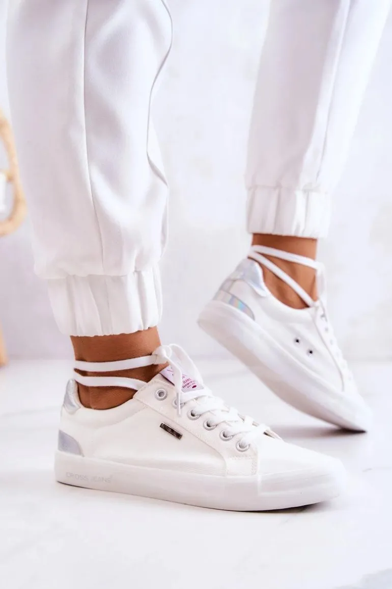 Damskie Tenisówki Wiązane Cross Jeans JJ2R4038C Białe