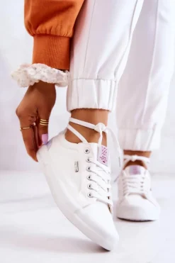 Damskie Tenisówki Wiązane Cross Jeans JJ2R4038C Białe