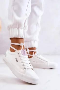 Damskie Tenisówki Wiązane Cross Jeans JJ2R4038C Białe