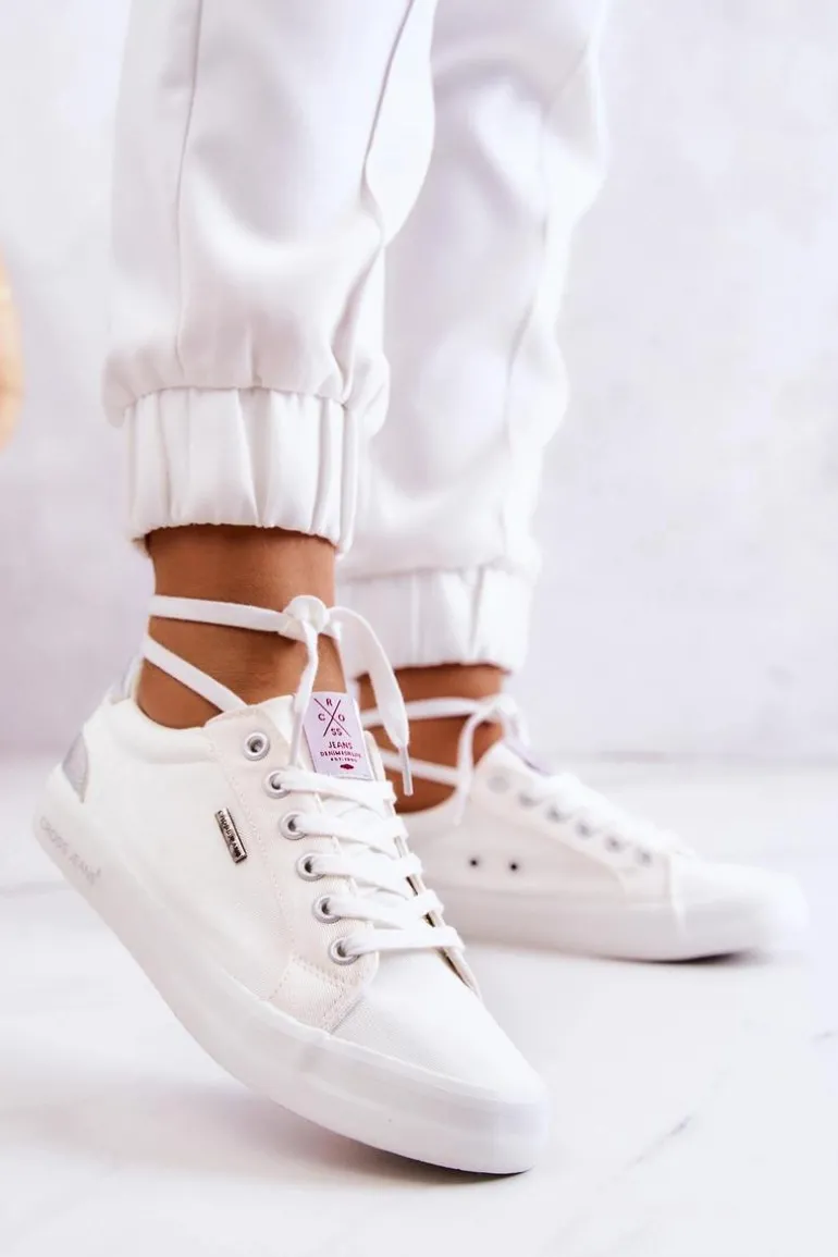 Damskie Tenisówki Wiązane Cross Jeans JJ2R4038C Białe