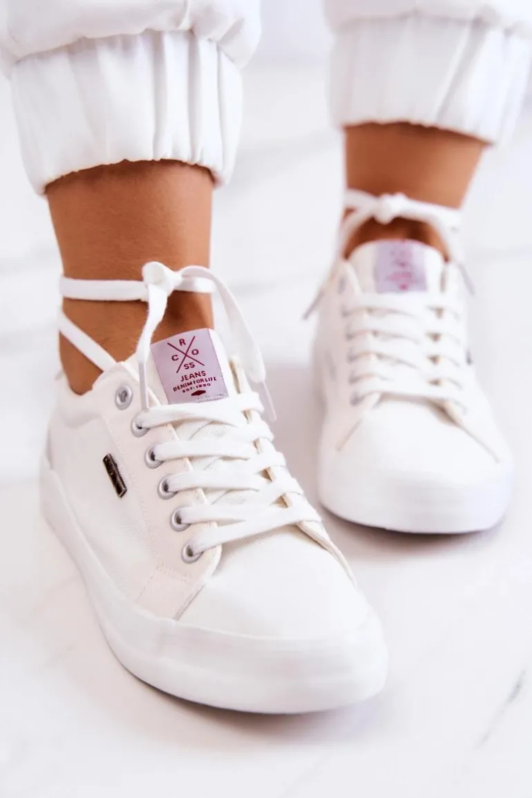 Damskie Tenisówki Wiązane Cross Jeans JJ2R4038C Białe