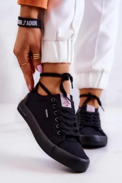 Damskie Tenisówki Wiązane Cross Jeans JJ2R4039C Czarne