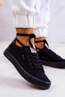 Damskie Tenisówki Wiązane Cross Jeans JJ2R4039C Czarne