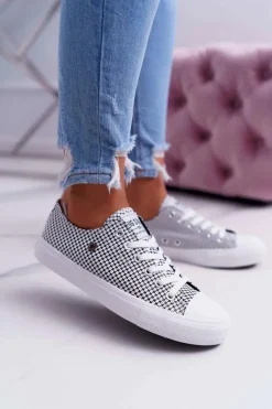 Damskie Trampki Big Star W Kratkę Białe DD274035