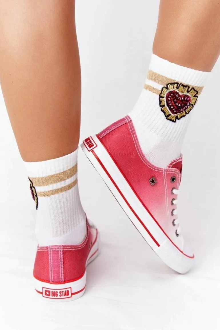 Damskie Trampki BIG STAR HH274130 Ombre Czerwone