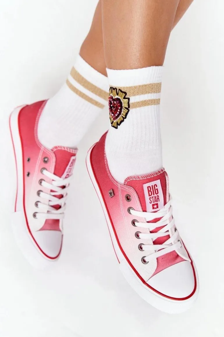 Damskie Trampki BIG STAR HH274130 Ombre Czerwone
