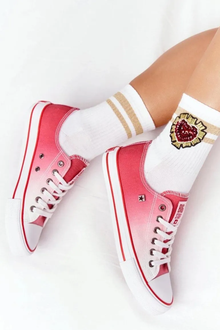 Damskie Trampki BIG STAR HH274130 Ombre Czerwone