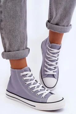 Damskie Trampki Klasyczne Wysokie Szare Remos