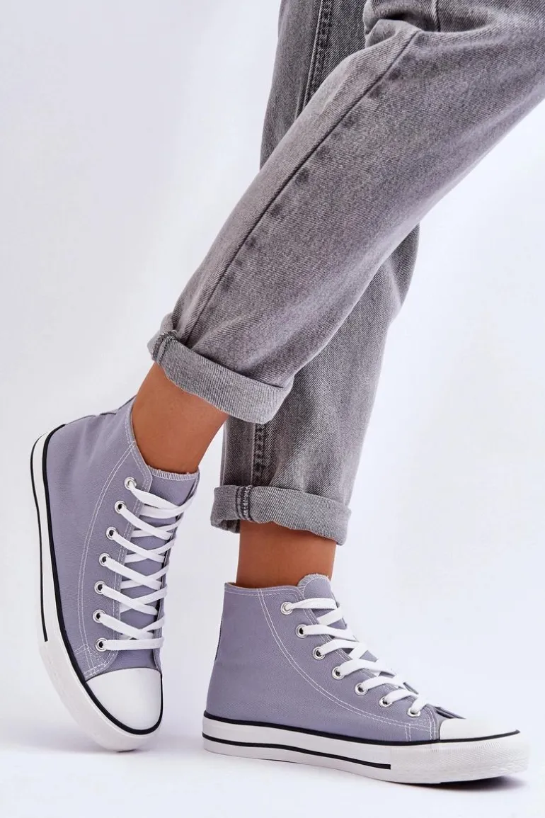 Damskie Trampki Klasyczne Wysokie Szare Remos