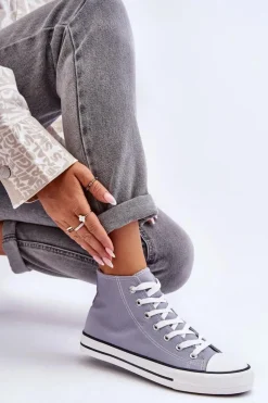 Damskie Trampki Klasyczne Wysokie Szare Remos