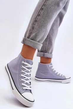 Damskie Trampki Klasyczne Wysokie Szare Remos