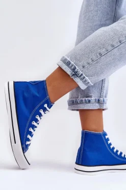 Damskie Trampki Klasyczne Wysokie Niebieskie Remos
