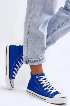 Damskie Trampki Klasyczne Wysokie Niebieskie Remos
