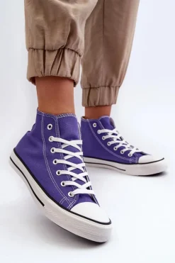 Damskie Trampki Klasyczne Wysokie Fioletowe Remos