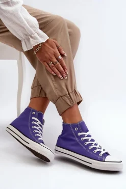 Damskie Trampki Klasyczne Wysokie Fioletowe Remos