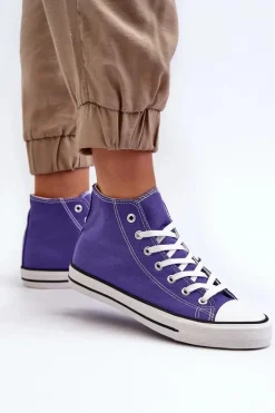 Damskie Trampki Klasyczne Wysokie Fioletowe Remos