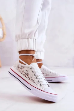 Damskie Trampki Koronkowe Białe Venture