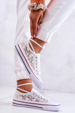 Damskie Trampki Koronkowe Białe Venture