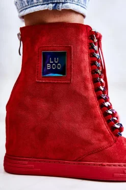 Damskie Trampki Lu Boo Z Łańcuchami Zamszowe Multi-Czerwone Monica