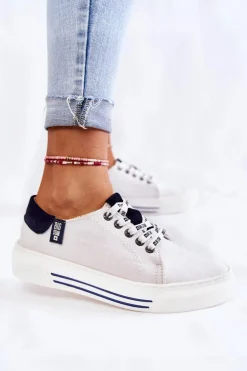 Damskie Trampki Memory Foam System Big Star KK276002 Białe