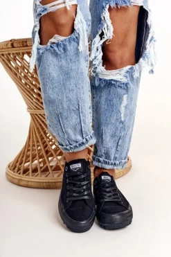 Damskie Trampki Na Dużej Podeszwie BIG STAR FF274248 Czarne