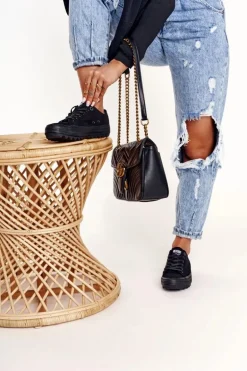 Damskie Trampki Na Dużej Podeszwie BIG STAR FF274248 Czarne