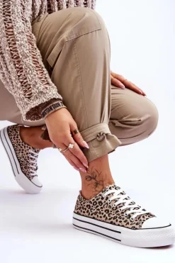 Damskie Trampki Na Masywnej Platformie Beżowo-Czarne Ember