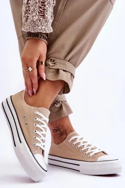 Damskie Trampki Na Masywnej Platformie Beżowe Ember