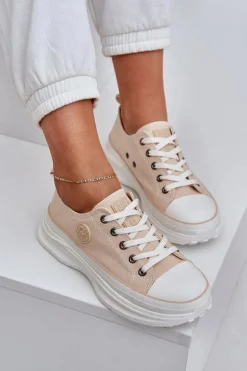 Damskie Trampki Na Masywnej Podeszwie Big Star NN274127 Beżowe