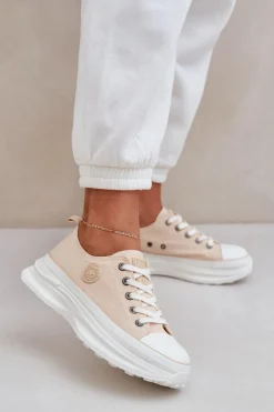 Damskie Trampki Na Masywnej Podeszwie Big Star NN274127 Beżowe