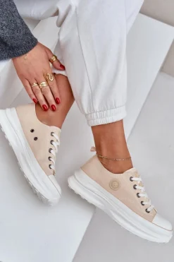 Damskie Trampki Na Masywnej Podeszwie Big Star NN274127 Beżowe