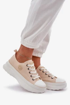 Damskie Trampki Na Masywnej Podeszwie Big Star NN274127 Beżowe