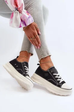 Damskie Trampki Na Masywnej Podeszwie Big Star NN274125 Czarne