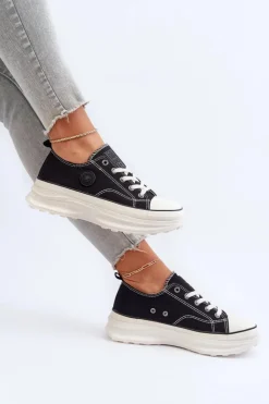 Damskie Trampki Na Masywnej Podeszwie Big Star NN274125 Czarne