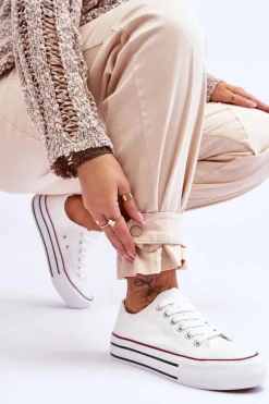 Damskie Trampki Na Masywnej Platformie Białe Ember