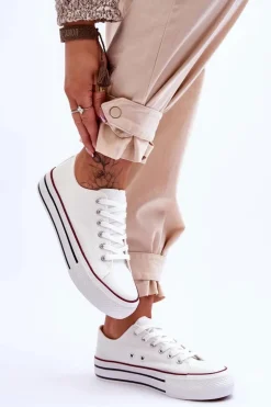 Damskie Trampki Na Masywnej Platformie Białe Ember