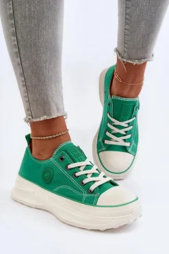 Damskie Trampki Na Masywnej Podeszwie Big Star NN274130 Zielone