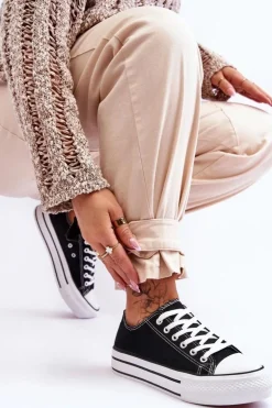 Damskie Trampki Na Masywnej Platformie Czarne Ember