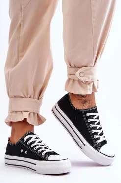 Damskie Trampki Na Masywnej Platformie Czarne Ember