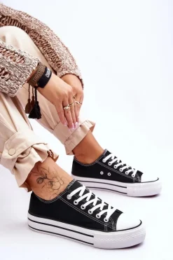 Damskie Trampki Na Masywnej Platformie Czarne Ember