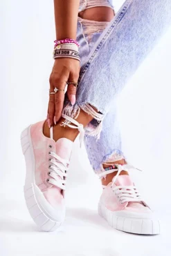 Damskie Trampki Na Platformie Różowe Comes