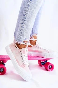 Damskie Trampki Na Platformie Różowe Comes