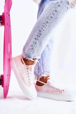 Damskie Trampki Na Platformie Różowe Comes